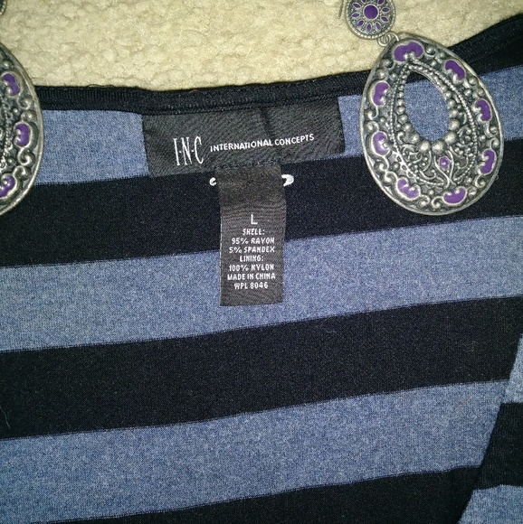 INC Navy & Black Striped Tank Top - Picture 2 of 8